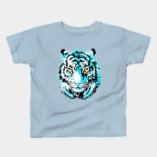 Turquoise Tiger Head - Realistic Tiger Eyes Kids T-Shirt